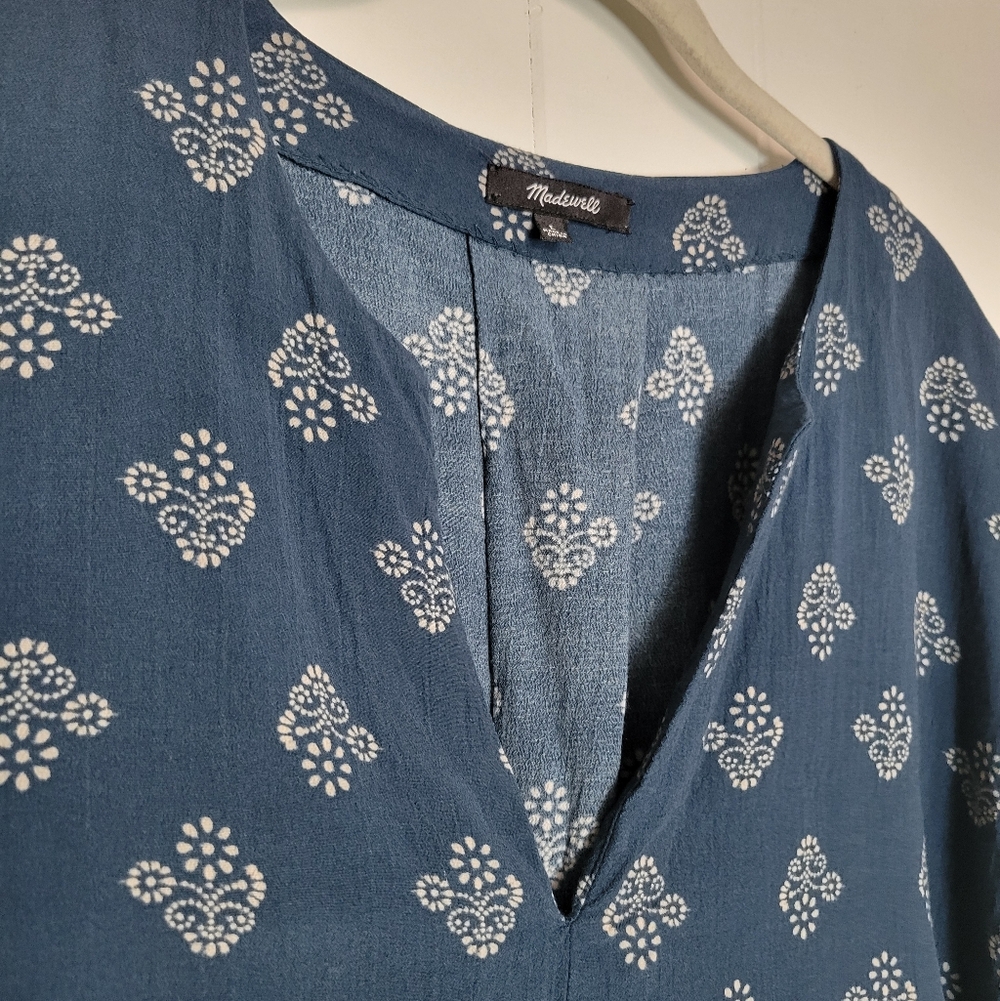 Madewell Skylight Side-Tie Top In Floral Retro Navy Pattern - Picture 6 of 11